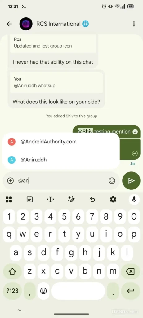 Google Messages Mention