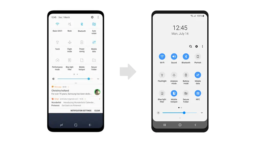 التناسق البصري وسهولة الوصول لواجهة One UI