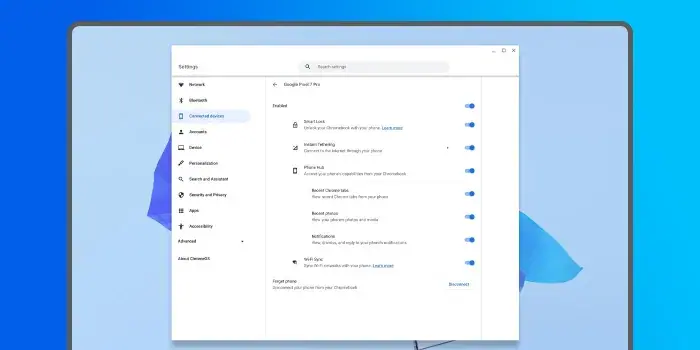 تخصيص إعدادات Phone Hub في ChromeBook