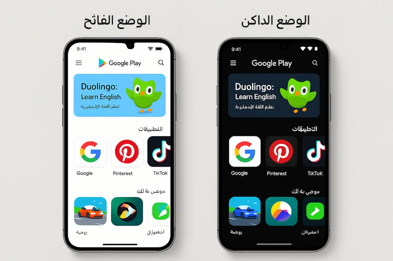 الوضع الداكن في متجر Play